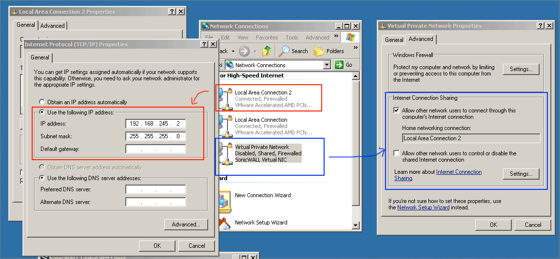 Setup Network Interfaces on Windows XP